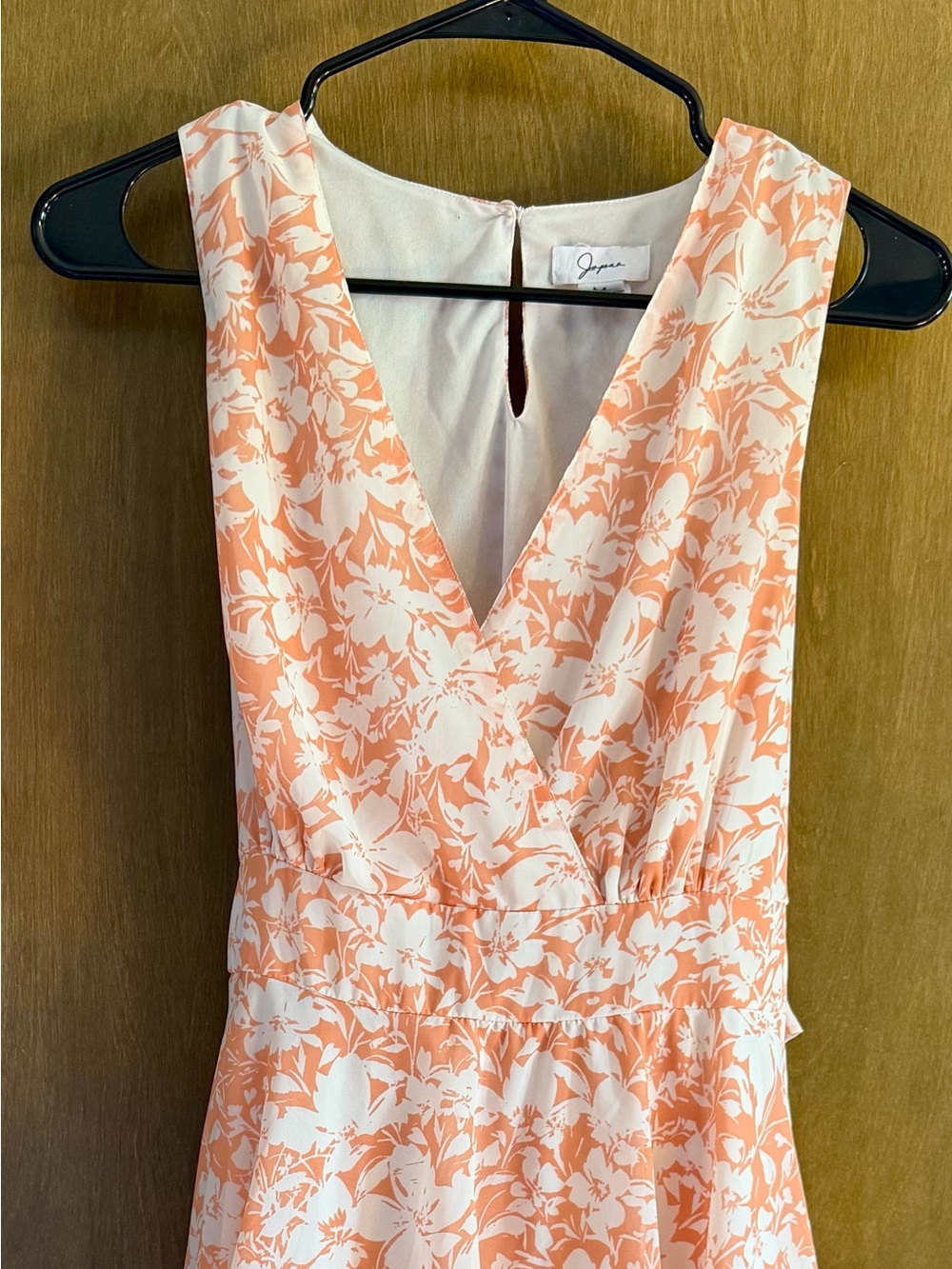 Japna Peach and White Floral Mini Dress